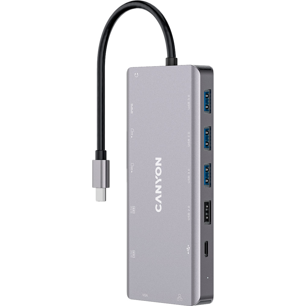 Док-станція CANYON 13 в 1 USB-C Dark Gray (CNS-TDS12) Док-станція CANYON 13 в 1 USB-C Dark Gray (CNS-TDS12)