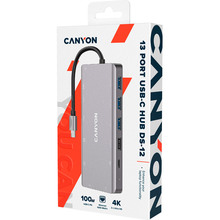 Док-станція CANYON 13 в 1 USB-C Dark Gray (CNS-TDS12)