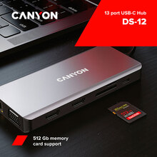 Док-станція CANYON 13 в 1 USB-C Dark Gray (CNS-TDS12)