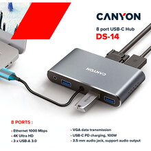 Док-станция CANYON 8-1 USB-C Dark Grey (CNS-TDS14)