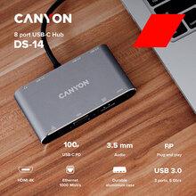 Док-станция CANYON 8-1 USB-C Dark Grey (CNS-TDS14)