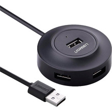 USB-хаб UGREEN USB 2.0 CR106 Black (20277)