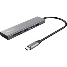 Док-станція TRUST HALYX FAST 3USB+CARD READER USB-C ALUMINIUM (24191)