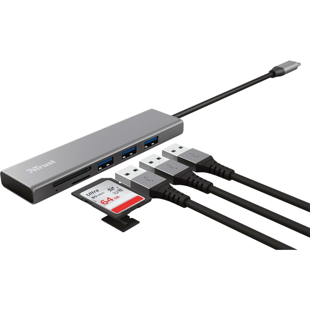 Док-станція TRUST HALYX FAST 3USB+CARD READER USB-C ALUMINIUM (24191) Інтерфейс підключення USB Type-C