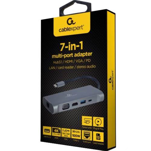 Док-станція CABLEXPERT 7 в 1 (A-CM-COMBO7-01) Тип живлення пасивний