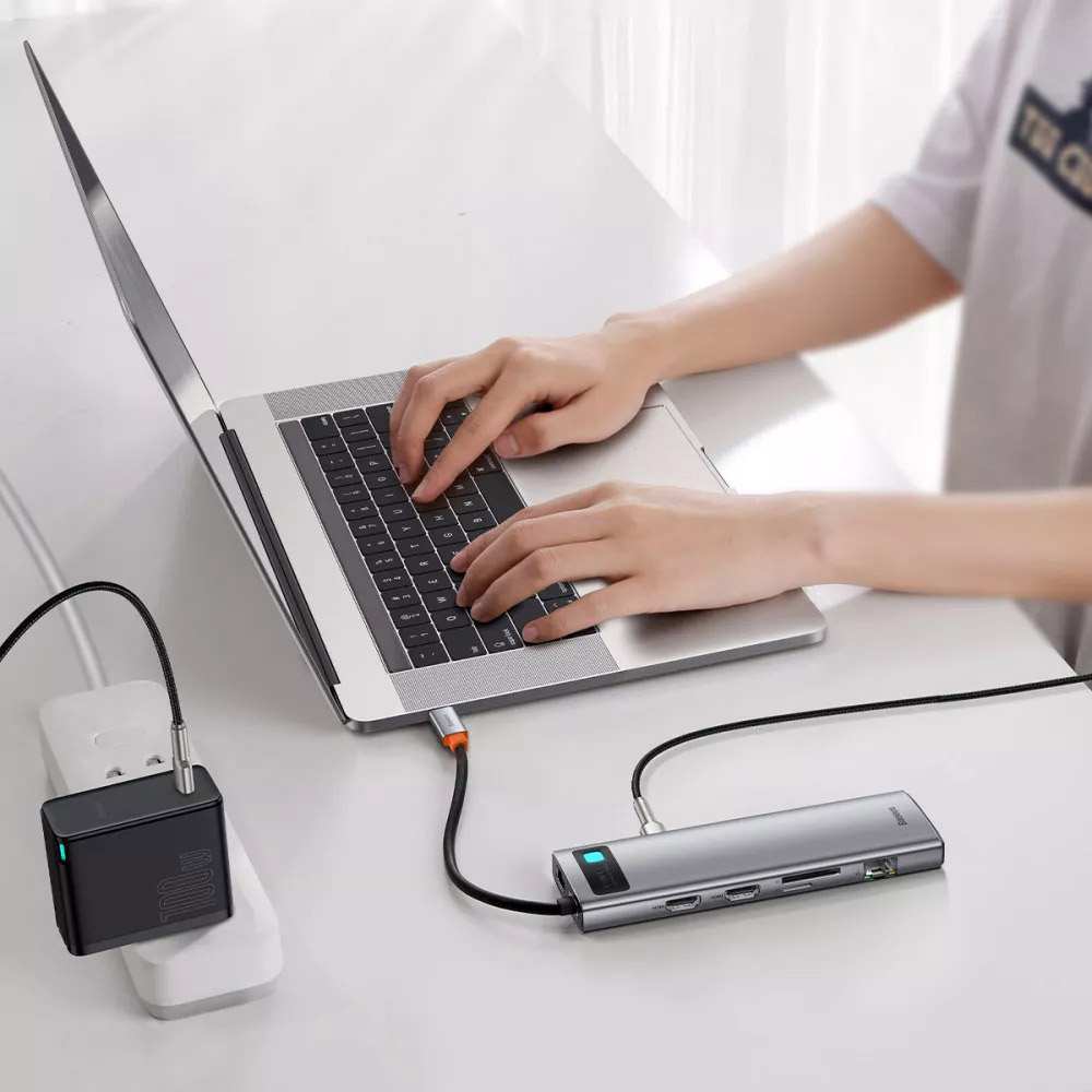 Док-станція BASEUS Metal Gleam Series 11-in-1 Grey (33092gray) Інтерфейс підключення USB Type-C