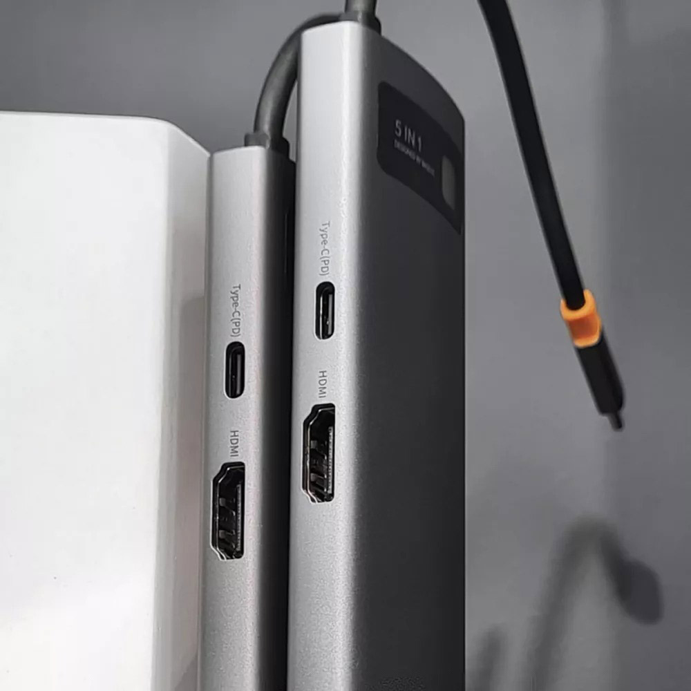 Док-станція BASEUS Metal Gleam Series 5-in-1 30Hz Version Grey (35096gray) Додаткові роз'єми HDMI