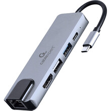 Док-станция CABLEXPERT USB-C 5-в-1 Grey (A-CM-COMBO5-04)