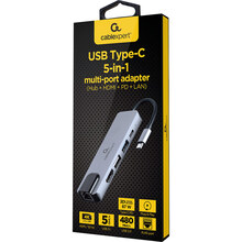 Док-станція CABLEXPERT USB-C 5-в-1 Grey (A-CM-COMBO5-04)