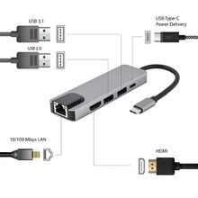 Док-станція CABLEXPERT USB-C 5-в-1 Grey (A-CM-COMBO5-04)