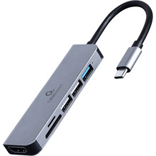 Док-станция Cablexpert USB Type-C 6 in 1 (A-CM-COMBO6-02) Grey