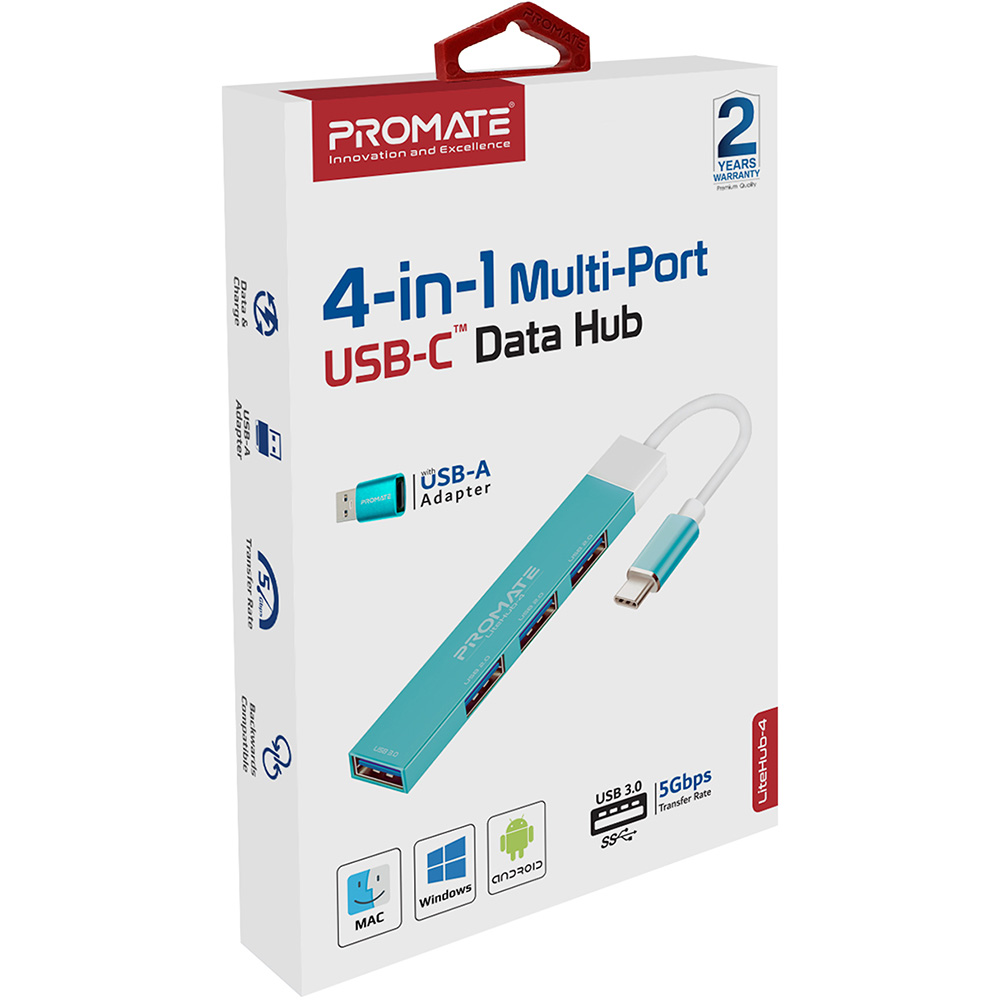 USB-хаб PROMATE Litehub-4 Blue (litehub-4.blue) Тип USB-хаб