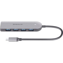 USB-хаб REAL EL CQ-415 Type-C USB 3.0 Grey (EL123110001)