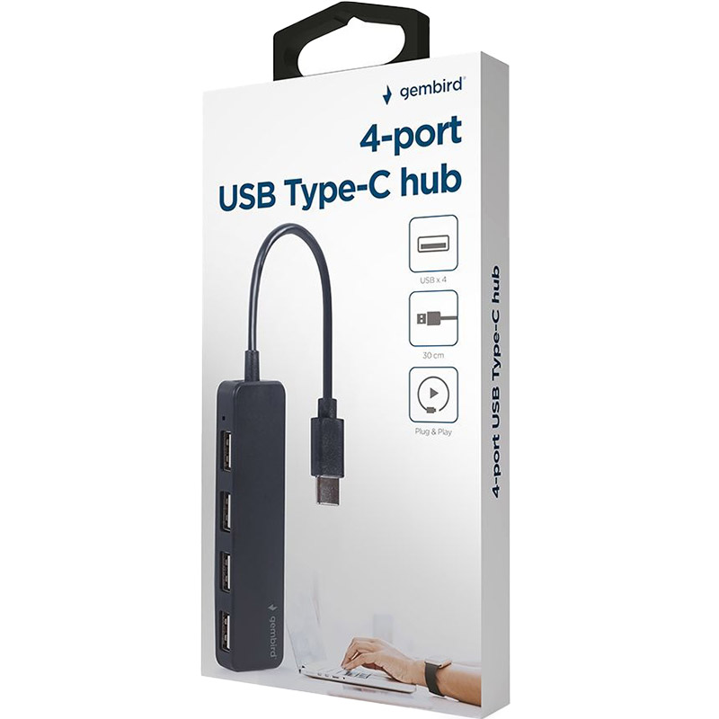 USB-хаб GEMBIRD Type-C 4 в 1 Black (UHB-CM-U2P4-01) Тип USB-хаб