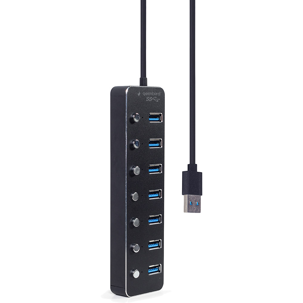 USB-хаб GEMBIRD 7 в 1 USB 3.0 Black (UHB-U3P7P-01) Інтерфейс підключення USB Type-A