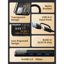 USB-хаб CABLETIME USB Type C - 4 Port USB 3.0 (CB03B)
