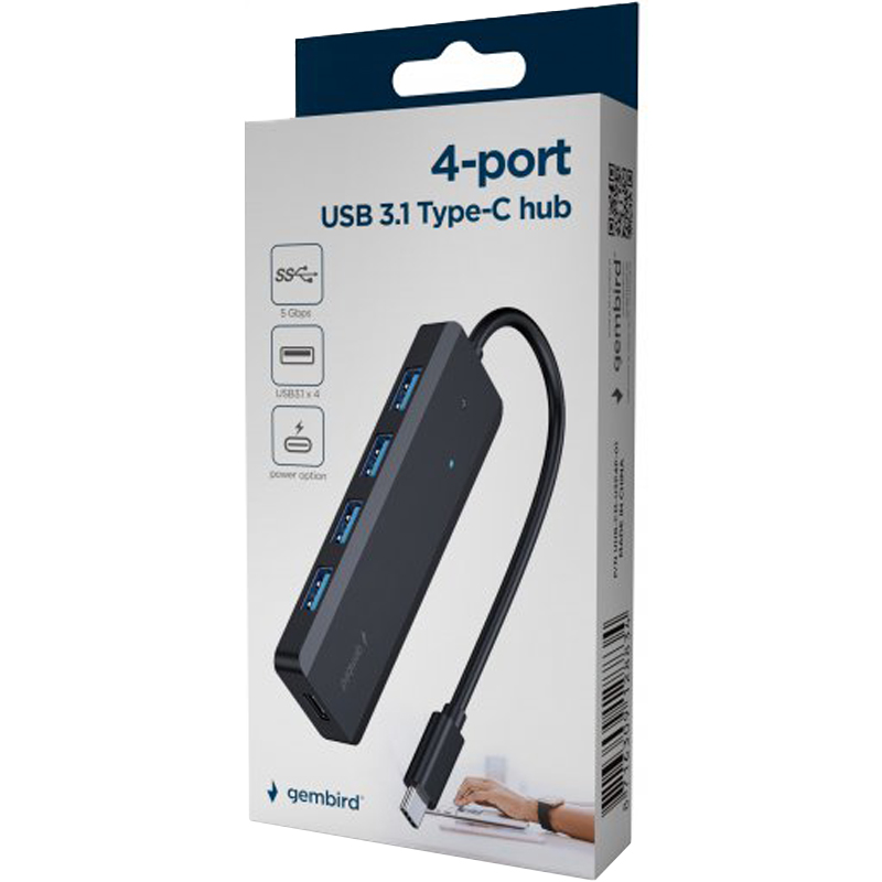 USB-хаб GEMBIRD UHB-CM-U3P4P-01 Тип питания пассивный