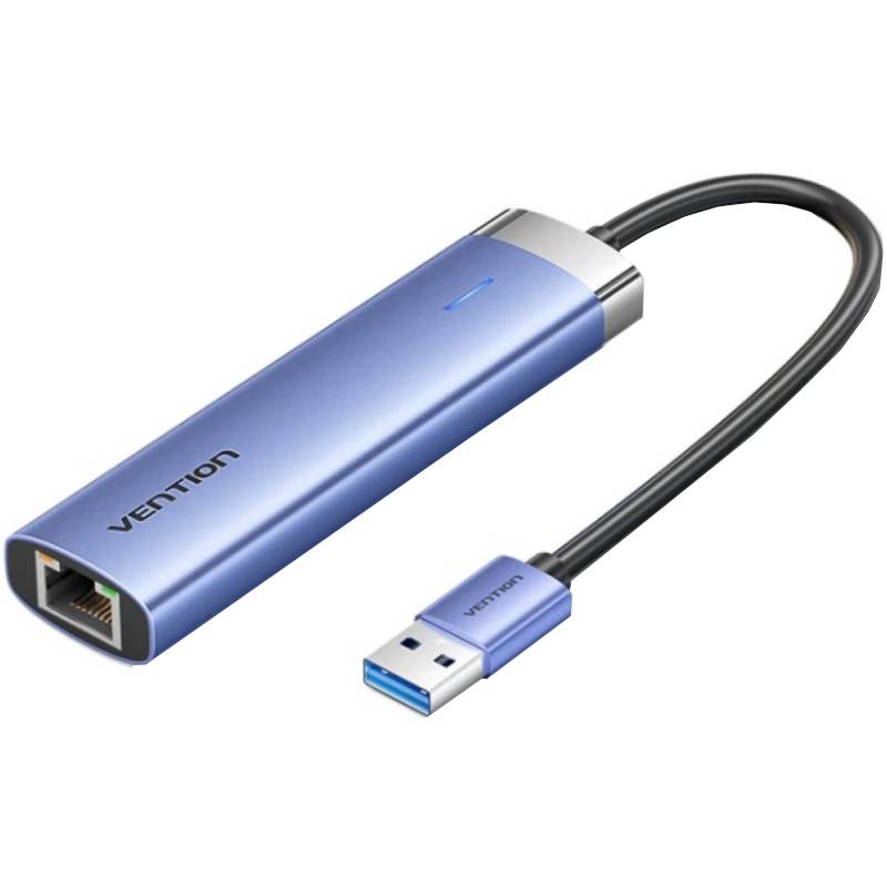 USB-хаб VENTION USB3.0 - USB 3.0x3/RJ45/USB-C Hub Blue Aluminum Alloy 5-in-1 (TGFSB)