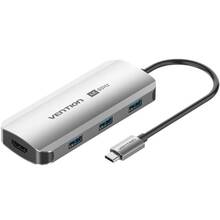 USB-хаб VENTION USB3.1 Type-C - HDMI 4K60Hz/USB 3.0x3/PD 100W 5-in-1 (TQDHB)