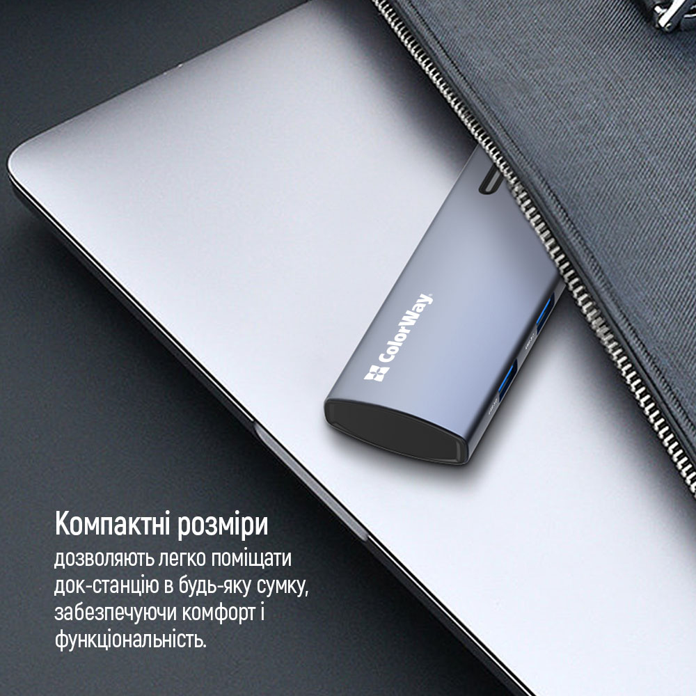 Фото 14 USB-хаб COLORWAY USB-C 5-в-1 Type C PD 100W/USB3.0х3/HDMI 4К (BO3PS5I01-4)
