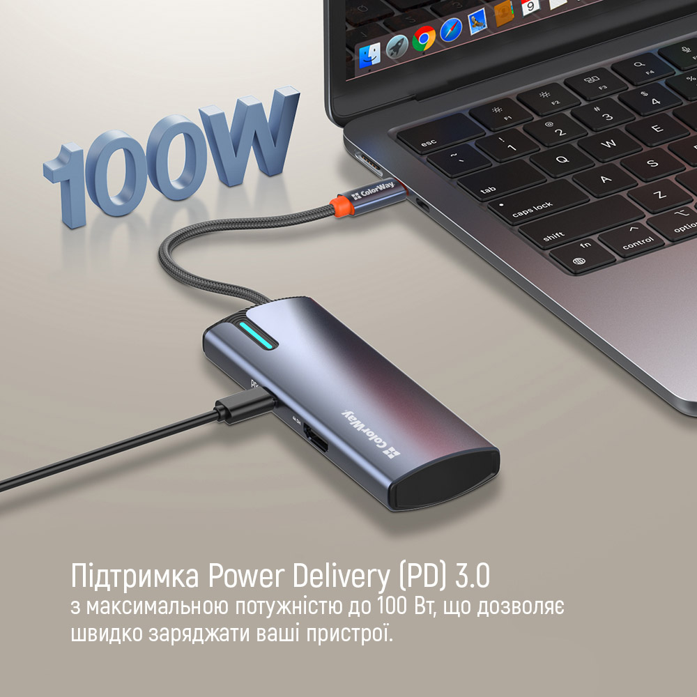Покупка USB-хаб COLORWAY USB-C 5-в-1 Type C PD 100W/USB3.0х3/HDMI 4К (BO3PS5I01-4)