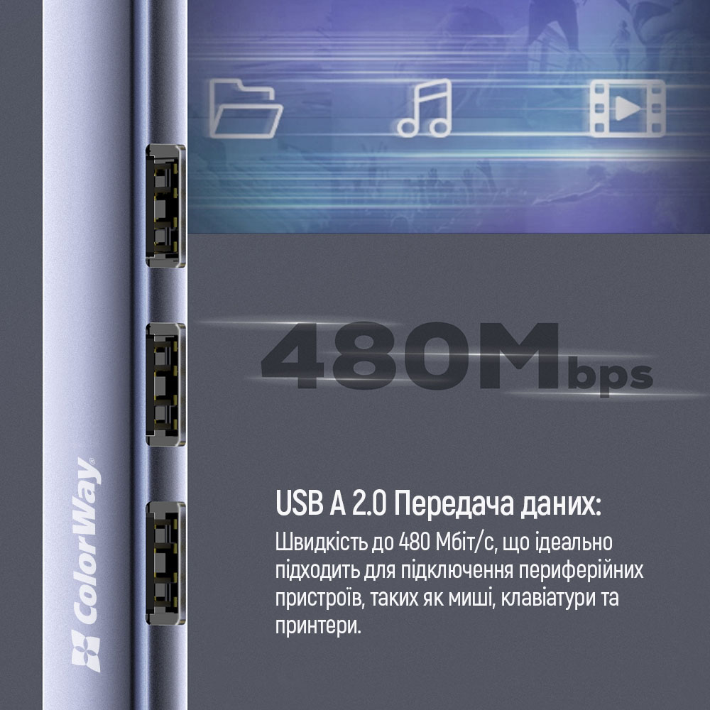 Замовити USB-хаб COLORWAY USB-A 4-в-1 USB2.0х3/USB3.0 BO3PS5I01-4 (CW-HUB05)