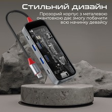 Док-станція Promate TransHub-Mini 8 в 1 Grey (transhub-mini)