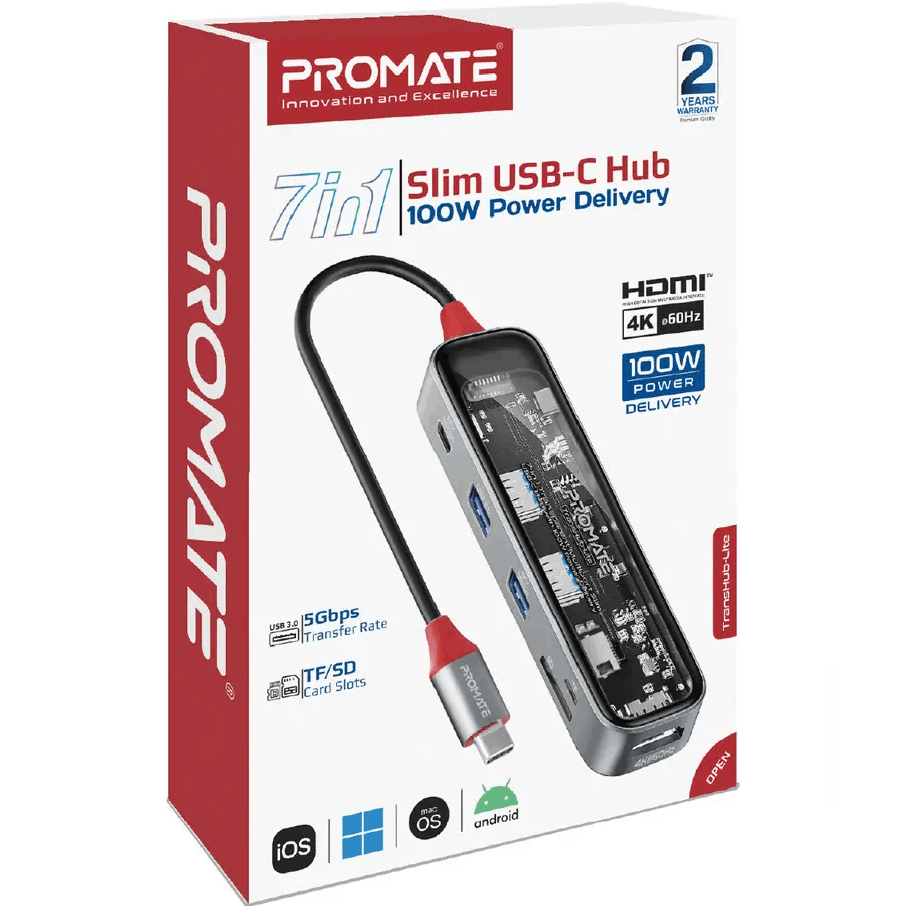 Док-станция Promate TransHub-Lite 7 в 1 Grey (transhub-lite) Тип док-станция