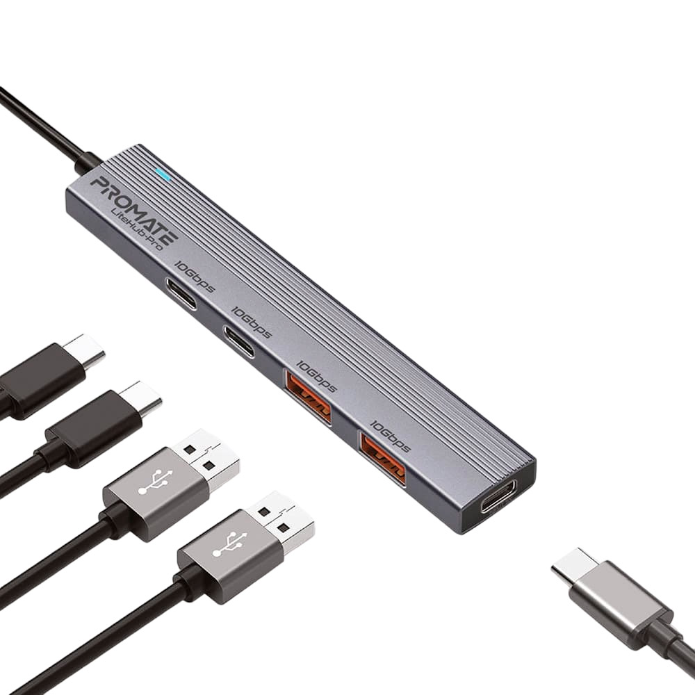 USB-хаб Promate LiteHub-Pro Grey (litehub-pro)