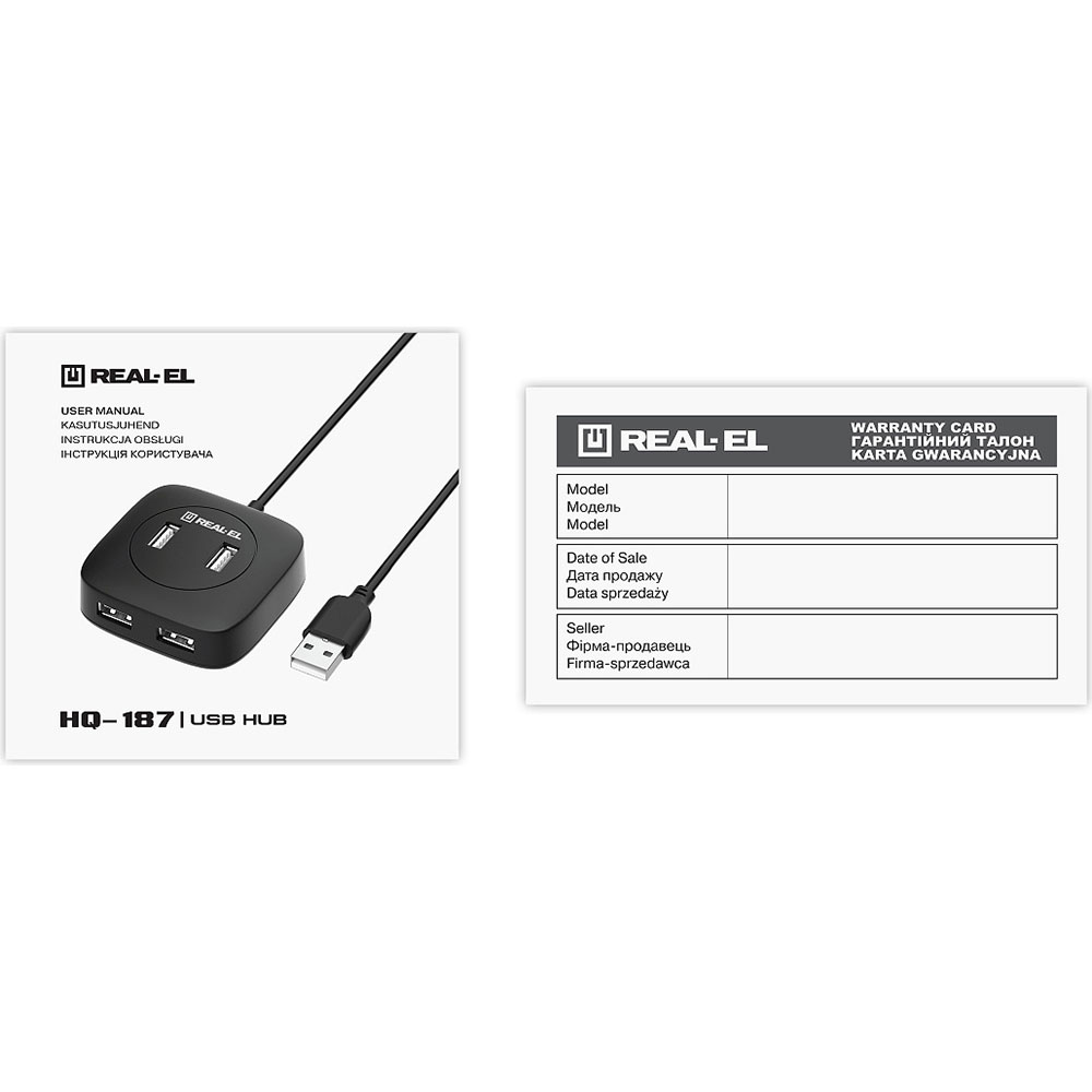 В Фокстрот USB-хаб REAL-EL HQ-187 Black (EL123110010)