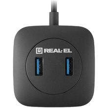 USB-хаб REAL-EL CQ-407 Black (EL123110011)