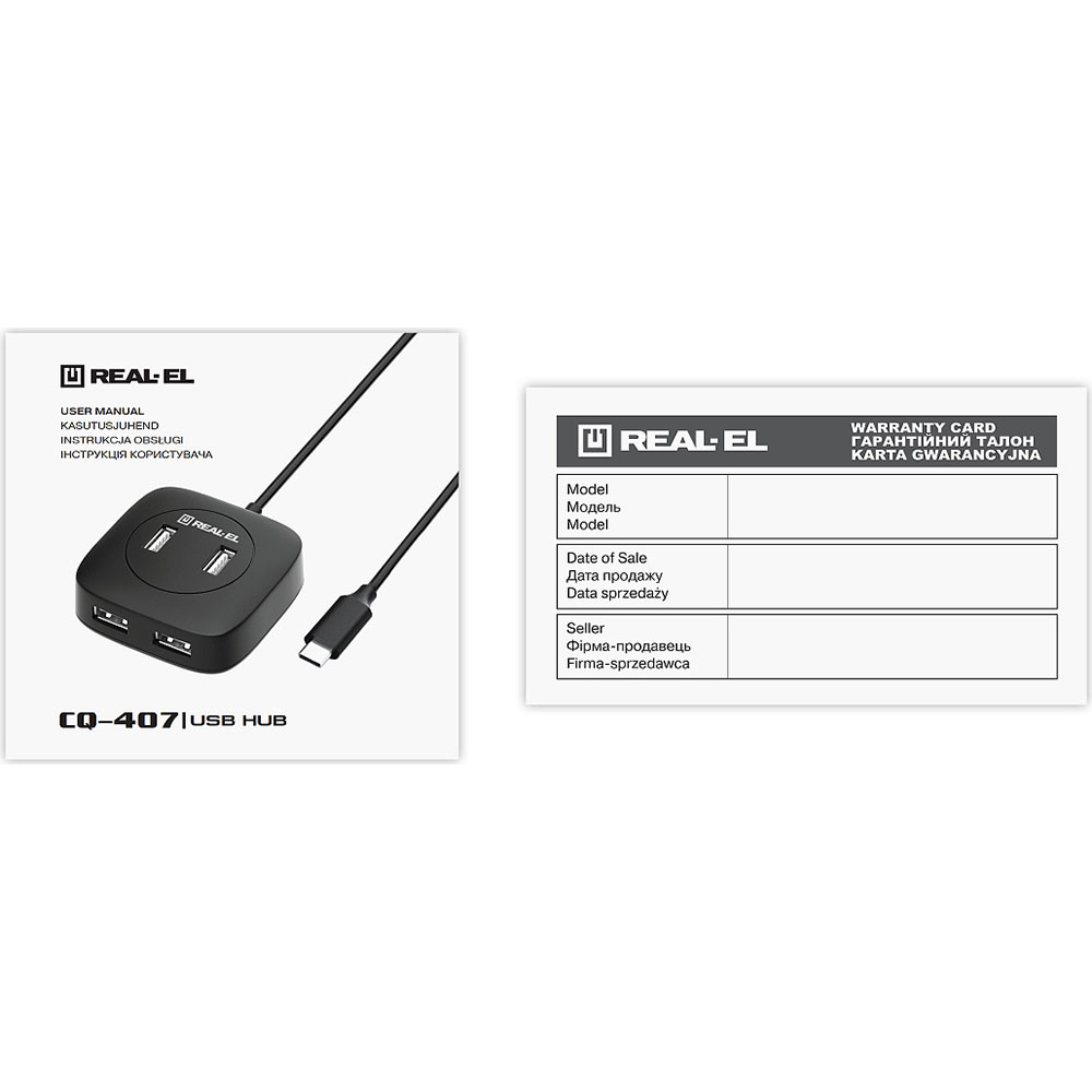 Заказать USB-хаб REAL-EL CQ-407 Black (EL123110011)