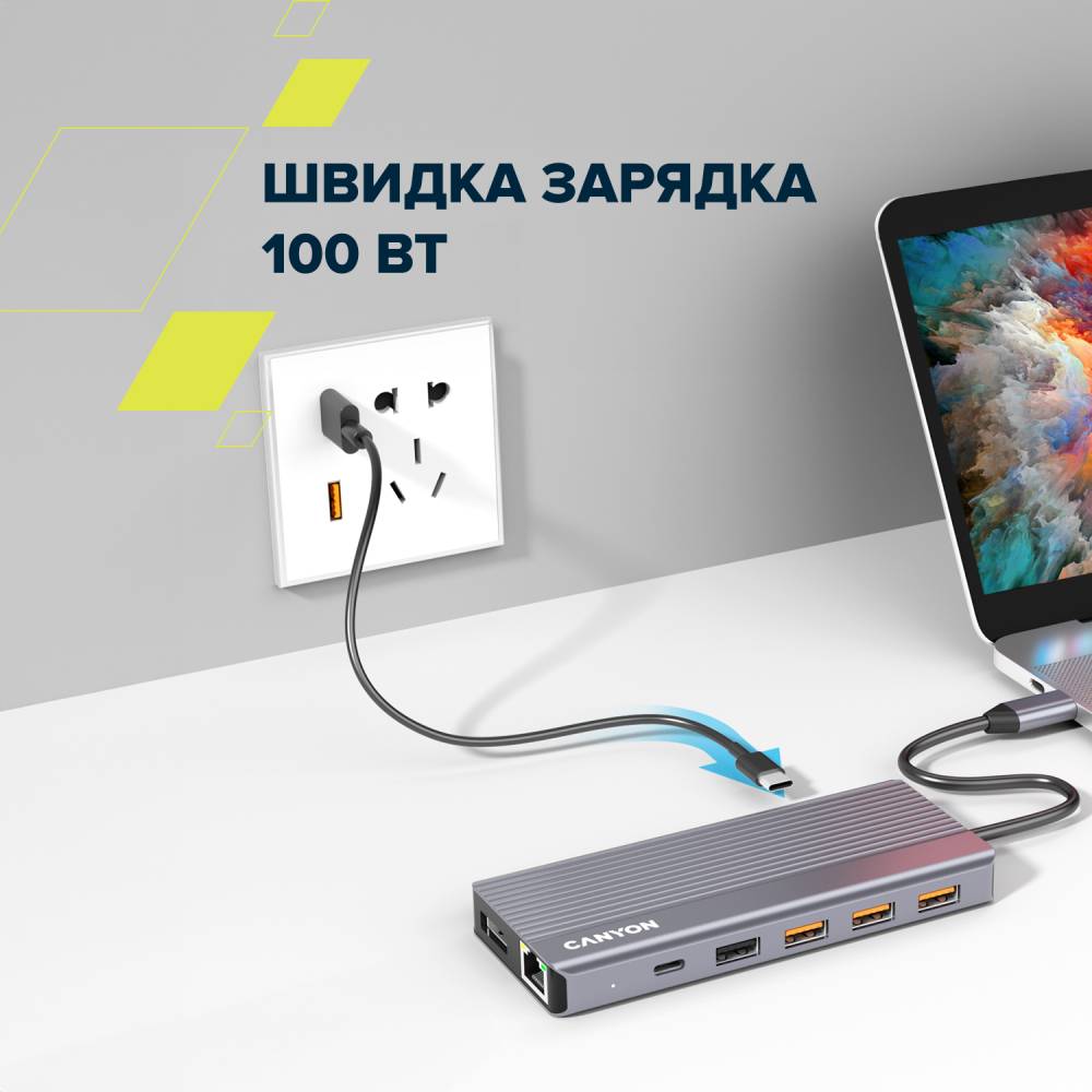 В интернет магазине Док-станция CANYON 13 Port USB-C HUB DS-16 (CNS-TDS16)