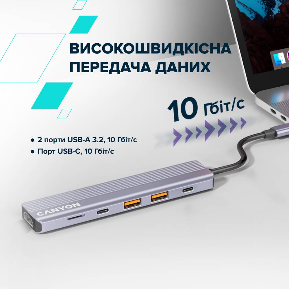 Внешний вид Док-станция CANYON USB-C 6-in-1 (CNS-TDS17)