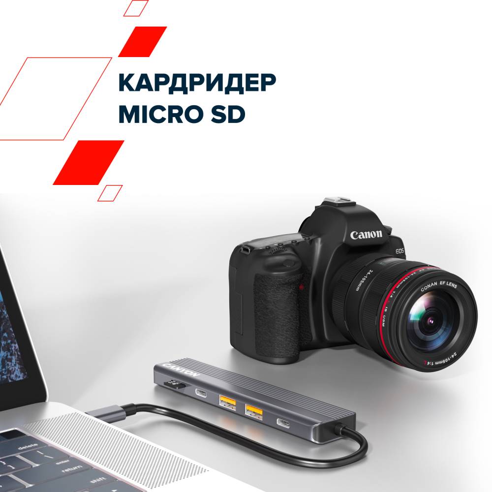 Заказать Док-станция CANYON USB-C 6-in-1 (CNS-TDS17)