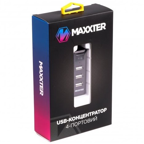 USB-хаб MAXXTER 4xUSB 2.0 Type-A (HU2A-4P-AC-03) Интерфейс подключения USB Type-A