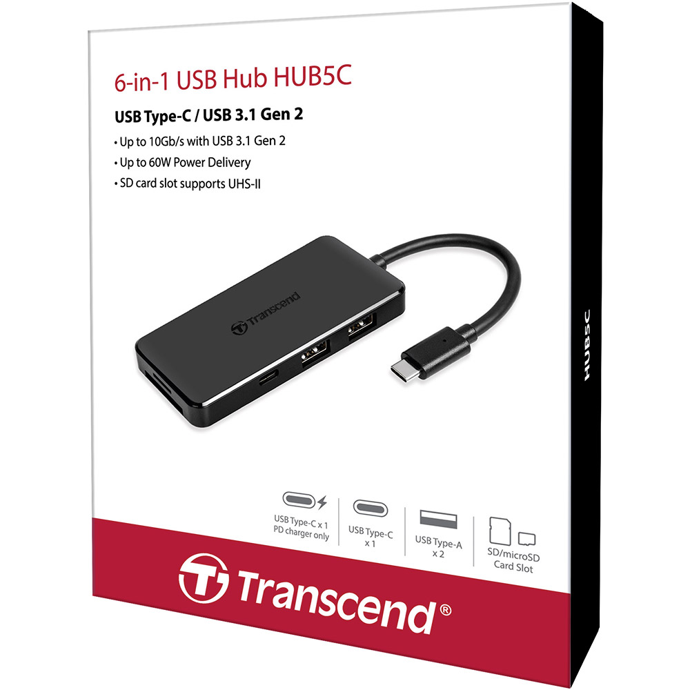 Замовити USB-хаб Transcend 6 in 1 Black (TS-HUB5C)