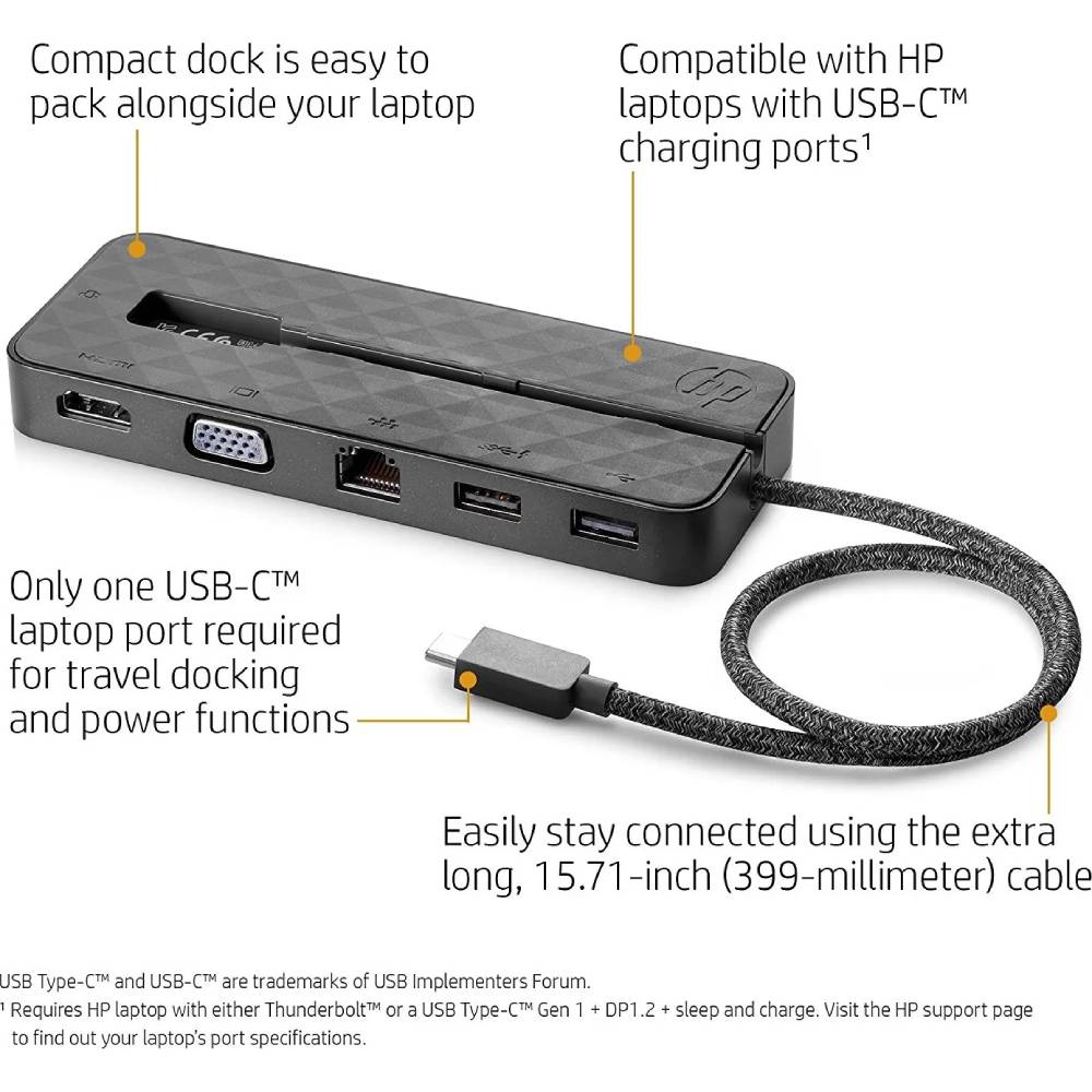 Док-станция HP Spectre USB-C Travel Dock Silver (2SR85AA) Тип питания пассивный