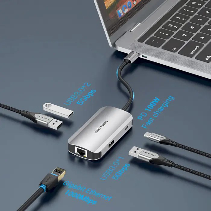 Док-станція Vention USB Type-C 5-in-1 (TNFHB) Тип док-станція