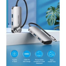 USB-хаб Vention USB Type-C 5 in 1 Silver (TNBHB)