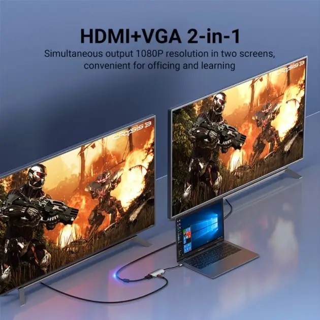 Док-станція Vention 4-in-1 (TOAHB) Додаткові роз'єми HDMI
