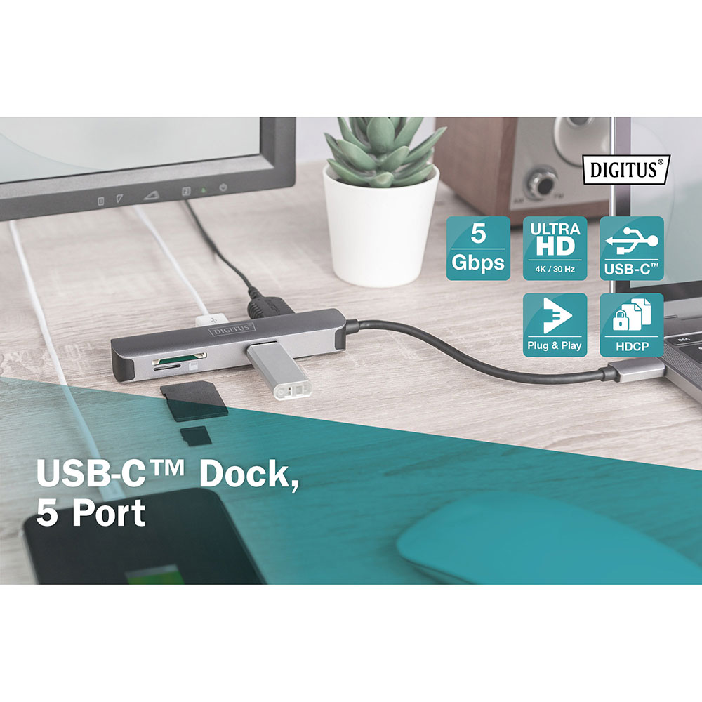 Покупка Док-станция DIGITUS USB-C 5-port Travel Dock (DA-70891)