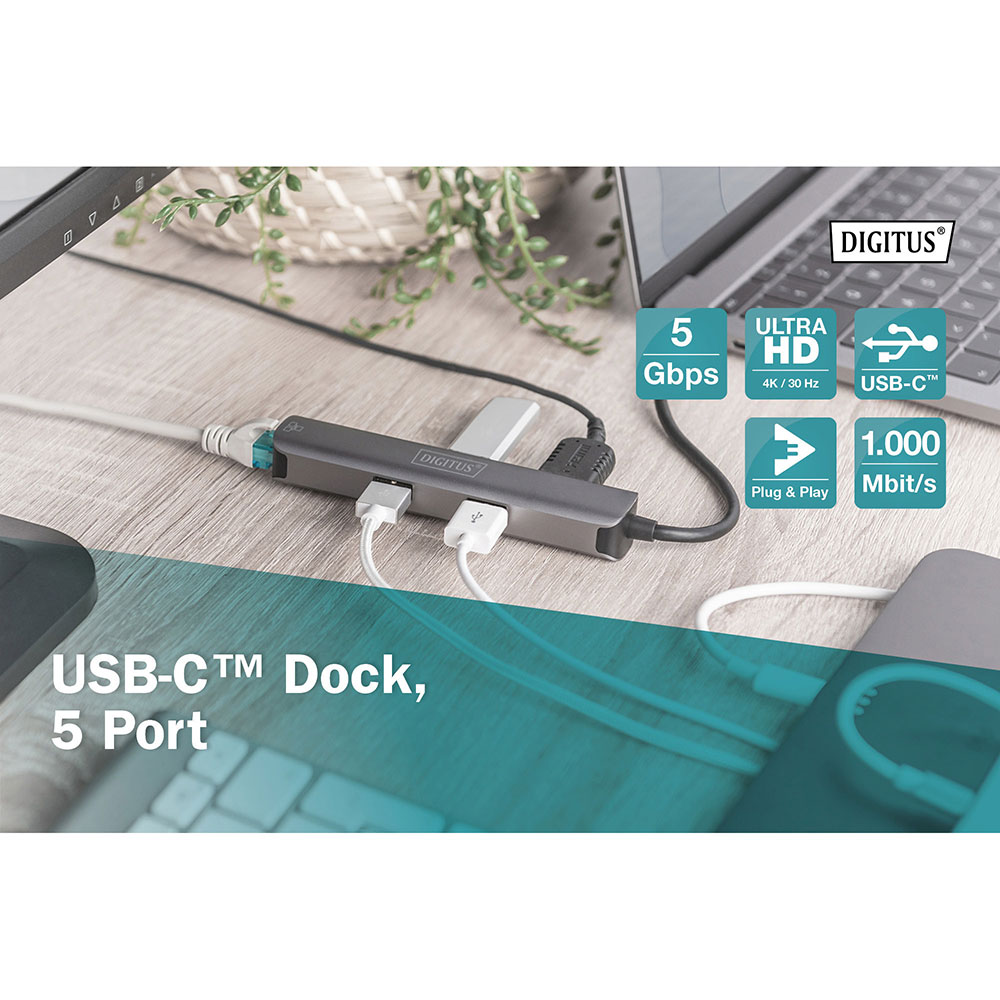 Зображення Док-станція DIGITUS USB-C 5-port Dock (DA-70892)