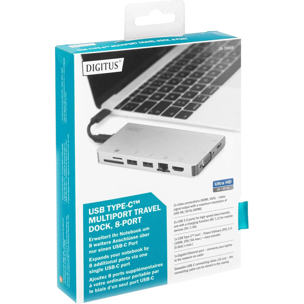 В Украине Док-станция DIGITUS USB-C 8-port Multiport Travel Dock (DA-70866)