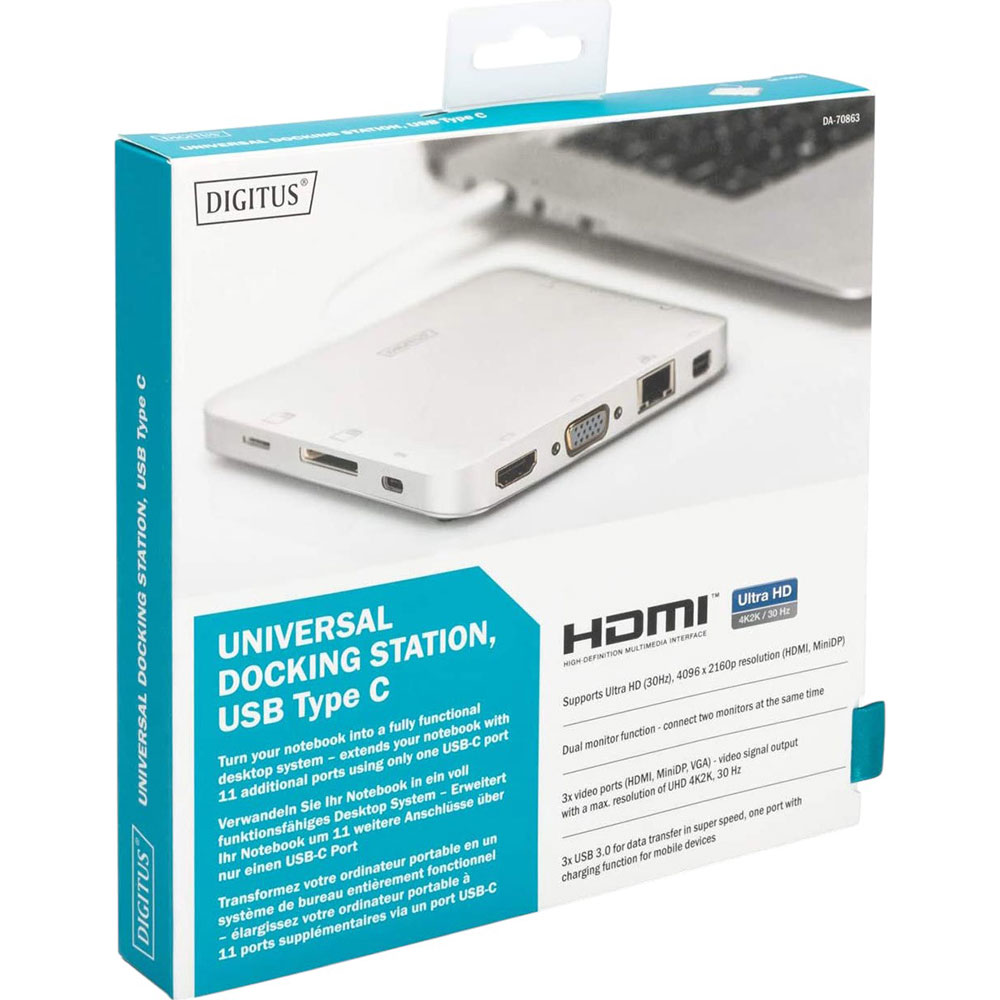 Зовнішній вигляд Док-станція DIGITUS USB-C 11-port Universal Docking Station (DA-70863)