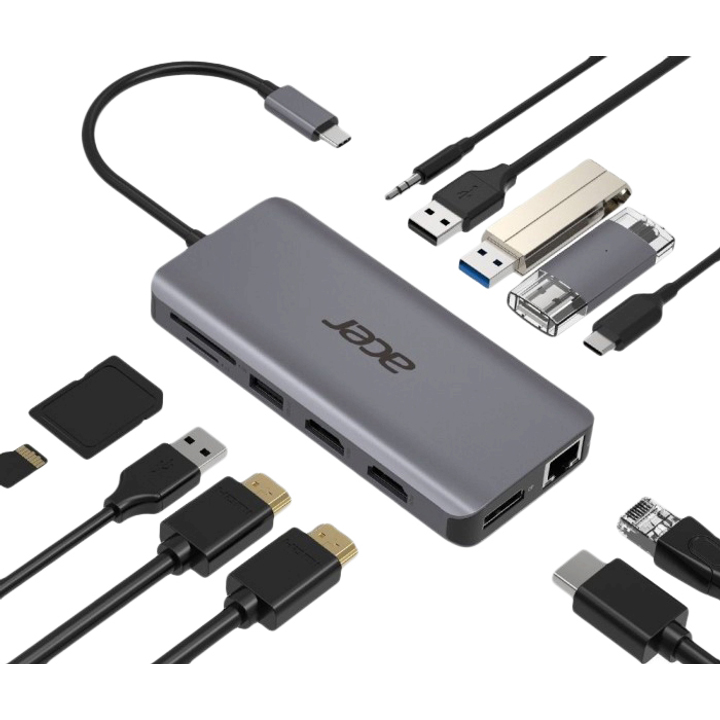 Покупка Док-станція ACER 12 in 1 Type-C Dongle Gray (HP.DSCAB.009)