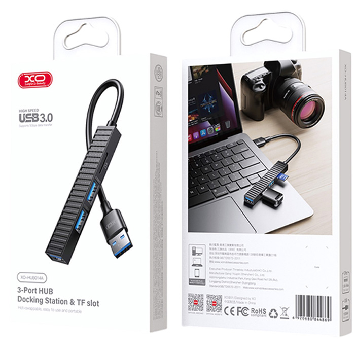 Док-станція XO USB 3.0/2xUSB 2.0/SD/MicroSD Black (HUB014A.black) Інтерфейс підключення USB Type-A