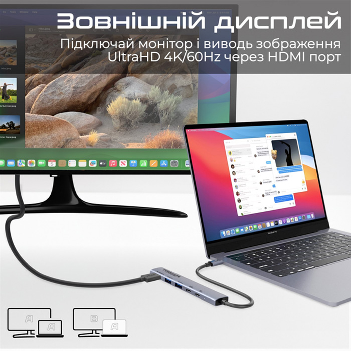 Внешний вид Док-станция PROMATE LinkHub-5x Grey (linkhub-5x)