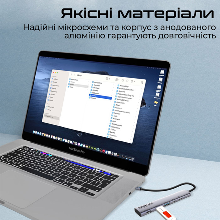 Док-станция PROMATE LinkHub-5x Grey (linkhub-5x) Интерфейс подключения USB Type-A