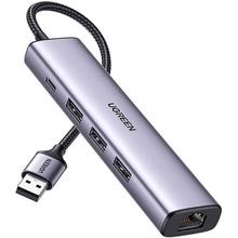 Док-станция UGREEN USB 3.0 to 3хUSB 3.0 Type-C+RJ45 Ethernet 5 in 1 Hub Grey (60554)